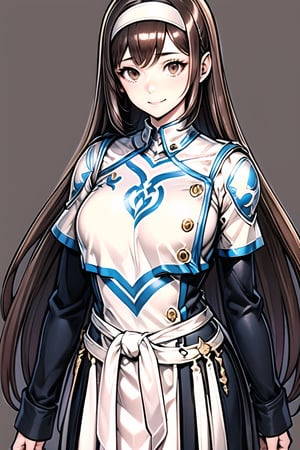 //Quality,
masterpiece, best quality
,//Character,
1girl, solo
,//Fashion,
,//Others,
 character sheet, mono color background, Kelart, extremely long hair, brown hair, white hairband, brown eyes, medium chest, black sleeve, white outfit, black long skirt