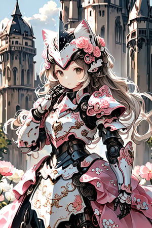 (HELLO KITTY),
Princess Knight penda, is adorned in a pink and white knight's armor, with the helmet featuring the adorable face of  penda, armor is adorned with intricate lace and frills, emitting a sweet fragrance,sticker,mecha