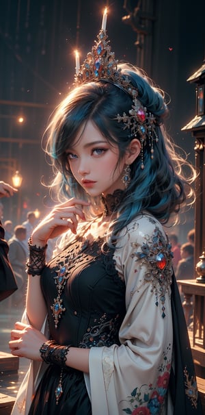 masterpiece,best quality,absurdres,(((movie lighting)))CG light ,3D,exquisite,facial features,prefect face,shiny skin,a japan girl withlong hair and (((blue hair))), hold LED lightlois ,van baarle and rossdraws, charlie bowater rich deep colors, neoartcore and charlie bowater, style of charlie bowater, charlie bowater art style, anna dittmann alberto vargas, long azure blue hair, by Charlie Bowater, charlie bowater and artgerm, marc brunet,perfect light,cool,in water,explosionmagic ,excessive energy