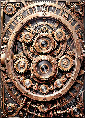  steampunk, no humans, gears, iron, background, sony camera, metal text info,