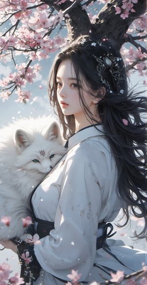 masterpiece,best quality,official art, extremely detailed CG unity 8k wallpaper,absurdres,8k resolution,exquisite facial features,prefect face,Cinematic Lighting Cyberpunk"A girl with long hair in a white shirt, hanfu, artificial intelligence princess, beautiful makeup, beautiful realistic photo, beautiful woman, unusually unique beauty, beautiful Alice Gainsborough, anime wallpaper, inspired by Lu Zhi Sakura Next to the tree there is a beautiful white fox as tall as his new model\nmasterpiece,best quality,official art, extremely detailed CG unity 8k wallpaper,absurdres,8k resolution,exquisite facial features,prefect face,Cinematic Lighting"
Chibi-chan