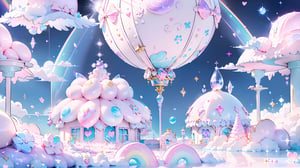 ((((1girl, bright white hair, long hair, purple eyes, pale skin, lolita dress, white dress, short dress, white thigh stockings, small breasts, pale skin, soft skin, rainbow, hearts, pastel, crystals, halo, colorful, doll, pink, purple, blue))))
(((flat ground, ground with white water, ground with glowing pastel rainbow color running through water)))
(((sky with clouds, sphere of magical white energy in the top of the sky, pastel rainbow sparkles on the edge of sphere of magical white energy, magical ribbons of pastel rainbow colors sirwling into sphere of magical white energy in top the sky)))
((lots of dolls everywhere))
((light atmosphere))
(fluffy, soft, light, bright, sparkles, twinkle, cute, pink, purple, blue, clouds, pastel, light colors, glitter, happy, normal pupil)
best quality, masterpiece, Detailedface, high_res 8K, candyland, full background, candy, sweets, lollipop, chocolate, ice cream, swirl lollipop, strawberry, ice cream, doughnut, cake, cupcake, balloon, chocolate bar, bubble, cream, whipped cream, dessert, pastry, candy wrapper, icing, teacup, confetti, cotton candy