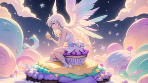 ((magical girl, white hair, purple eyes, doll dress, short dress, long hair, pale skin, soft skin, colorful snow background, rainbow dress, white dress, hearts, snow, snowing, ice, pastel, sun)), (masterpiece, best quality:1.2, , extremely detailed, Female profile, Delicate features, High resolution), (crystals), fluffy, soft, light, bright, sparkles, twinkle, slightly downcast eyes, cute, pink, purple, rainbow
(masterpiece, best quality:1.2), 8k, top quality, cryptids, cookie, (sugar, glitter), rainbow, glowing, digital illustration, smile, finely detailed face, detailed eyes, lipstick, falling, beautiful face, celestial prit, looking to the side, stunning, sharp focus, floating particles, insaneres, surreal, cinematic, (dynamic scene:1.1), line of action, ultra-detailed wallpaper, (intricate details), dreamy, floating] raytracing, (blending), in the style of pixar, cloud, cotton candy, whipped cream, dream, fantastic lighting and composition, fruit, colorful, vivid, a world made of candy, plant, scenery, full background, (cupcake:1.2), highly detailed, beautiful, personification, deep depth of field, adorable, cute, (gradients), sweet, shiny, delicious, bloom, volumetric lighting, (fantasy), candyland, candy, see-through, transparent, glass, bubble, (jello), coral colors, smooth, extremely detailed,cryptids,(best quality,kawaiitech,rayearth, fullbody