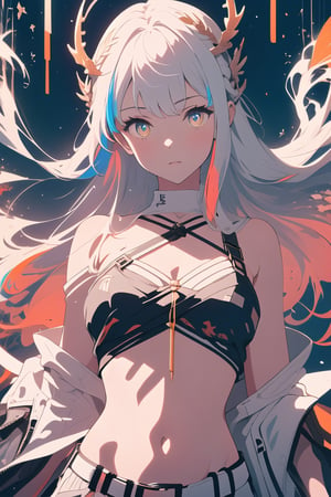 (masterpiece, top quality, best quality, official art, beautiful and aesthetic:1.2),(1girl:1.4),upper body,extreme detailed,(fractal art:1.3),(colorful:1.5),highest detailed ,arknights,feater_arknights,originaloutfit,platinum_arknights