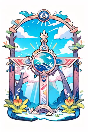 (masterpiece), multicolored, lineart,tarot,Concept art, fantasy, nature, sky