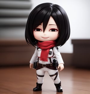 Masterpiece, highest quality, high resolution, PVC, rendering, chibi, high resolution, solo girl, hmmikasa, short hair, black eyes, scarf, emblem, belt, thigh strap, red scarf, white pants, brown jacket, long sleeves, Smile, Selfish Target, Chibi, Mediterranean Cityscape, Smile, Smile, Self-Justice, Whole Body, Chibi, 3D Figure, Toy, Doll, Character Print, Front View, Natural Light, ((Real)) 1.2)), Dynamic Pose, medium movement, perfect cinematic lighting, perfect composition, Mikasa Ackerman, Attack on Titan