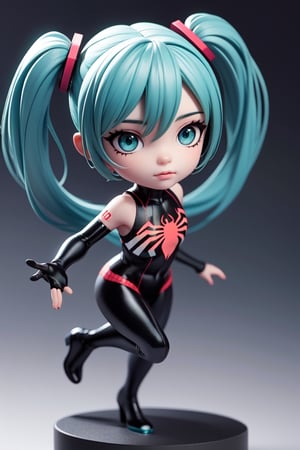 ((1 female)), Hatsune Miku, petite girl, full body, chibi, 3D figure little girl, green hair, twin tails, beautiful girl with attention to detail, beautiful delicate eyes, detailed face, beautiful eyes, spider_oc, female action poses, one-handed sword, detail, dynamic beautiful pose, dynamic pose, Gothic architecture, natural light, ((realistic) ) Quality: 1.2 )), Dynamic Distance Shot, Cinematic Lighting, Perfect Composition, Super Detail, Official Art, Masterpiece, (Best) Quality: 1.3), Reflections, High Resolution CG Unity 8K Wallpaper, Detailed Background, Masterpiece, (Photorealistic): 1.2), Random Angle, Side Angle, Chibi, Full Body, Mikdef,spider_oc