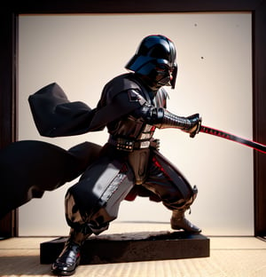 masterpiece, top quality, high resolution, PVC, render, chibi, high resolution, , solo, Darth Vader, samurai Darth Vader, samurai from the warring states period of Japan, wearing traditional samurai armor, holding sword, action pose, samurai fighting stance, selfish target, chibi, ancient battlefield, , self-righteousness, full body, chibi, 3d figure, toy, doll, character print, front view, natural light, ((realistic)) 1.2)), dynamic pose, medium movement, perfect cinematic perfect lighting, perfect composition, , samurai, holding sword, armor, Darth Vader