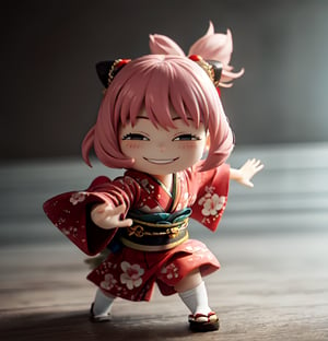 masterpiece,best quality,high resolution,pvc,rendered,chibi,high resolution,1 girl,solo,Anya Forger,pink hair,bob hair,japanese kimono,traditional woman wearing kimono,pink kimono,dancing japanese dance,female action pose,grey eyes,smiling,selfish target,chibi,mediterranean cityscape,smiling,smiling,smugness,full body,chibi,3d figure,toy,doll,character print,front view,natural light,((realistic)) 1.2)),dynamic pose,medium movement,perfect cinematic perfect lighting,perfect composition,anya_forger_spyxfamily,xuer martial arts