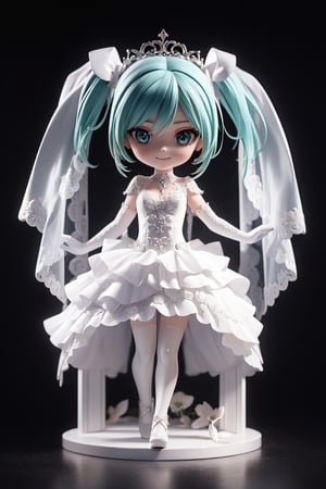 ((1 person)), Hatsune Miku, petite girl, full body, chibi, 3D figure girl, green hair, twin tails, beautiful girl with great detail, beautiful and delicate eyes, face with great detail, beautiful eyes, ruanyi0263, bridal veil, wedding dress, veil, White dress, bride
lace, evil smile, dynamic beautiful pose, dynamic pose, gothic architecture, natural light, ((real)) quality: 1.2), dynamic distance shot, cinematic lighting, perfect composition, super detail, official art, masterpiece, (best) quality: 1.3), reflection, high resolution CG Unity 8K wallpaper, detailed background, masterpiece, (photorealistic): 1.2), random angle, side angle, chibi, full body, mikdef, ruanyi0263,white dress