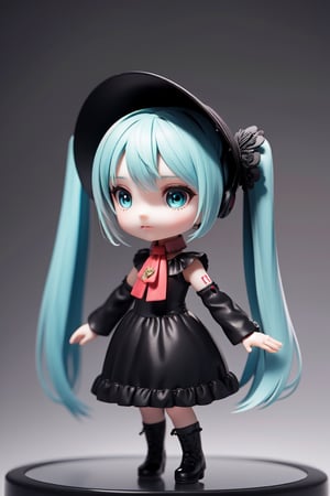 ((1 female)), Hatsune Miku, petite girl, full body, chibi, 3D figure little girl, green hair, twintails, beautiful girl with attention to detail, beautiful delicate eyes, detailed face, beautiful eyes, wplaindoll, doll joints, bonnet, B
rown cloak, long dress, red ascot, , detailed, dynamic beautiful pose, dynamic pose, gothic architecture, natural light, ((real)) quality: 1.2 )), dynamic long distance shot, cinematic lighting, perfect composition, super detail, official Art, Masterpiece, (Best) Quality: 1.3), Reflection, High Resolution CG Unity 8K Wallpaper, Detailed Background, Masterpiece, (Photorealistic): 1.2), Random Angle, ((Black dress: 1.4)), Side Angle, chibi, whole body, mikdef,plaindoll