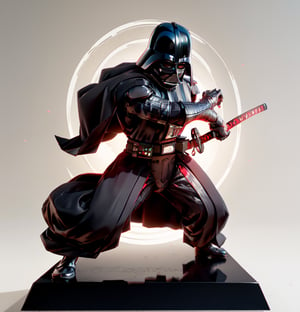 masterpiece, top quality, high resolution, PVC, render, chibi, high resolution, , solo, Darth Vader, samurai Darth Vader, samurai from the warring states period of Japan, wearing traditional samurai armor, holding sword, action pose, samurai fighting stance, selfish target, chibi, ancient battlefield, , self-righteousness, full body, chibi, 3d figure, toy, doll, character print, front view, natural light, ((realistic)) 1.2)), dynamic pose, medium movement, perfect cinematic perfect lighting, perfect composition, , samurai, holding sword, armor, Darth Vader