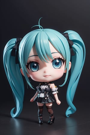 ((1 woman)), Hatsune Miku, petite girl, full body, chibi, 3D figure girl, green hair, twin tails, beautiful girl with great attention to detail, beautiful and delicate eyes, detailed face, beautiful eyes, (smile:0.6), jirai fashion epaulettes, mesmerizing designs, c, detailed, dynamic beautiful pose, dynamic pose, gothic architecture, natural light, ((realistic)) quality: 1.2)), dynamic long distance shot, cinematic lighting, perfect composition, super detail, official art, masterpiece, (best) quality: 1.3)), reflection, high resolution CG Unity 8K wallpaper, detailed background, masterpiece, (photorealistic) : 1.2), random angle,  side angle, chibi, full body, mikdef, jirai fashion, jirai kei, black thighhighs, high heels, jirai kei attire