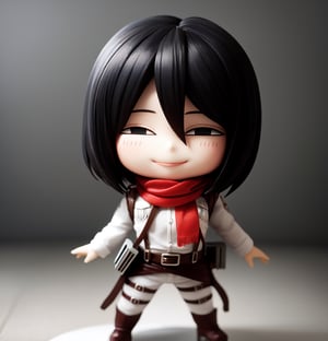 Masterpiece, highest quality, high resolution, PVC, rendering, chibi, high resolution, solo girl, hmmikasa, short hair, black eyes, scarf, emblem, belt, thigh strap, red scarf, white pants, brown jacket, long sleeves, Smile, Selfish Target, Chibi, Mediterranean Cityscape, Smile, Smile, Self-Justice, Whole Body, Chibi, 3D Figure, Toy, Doll, Character Print, Front View, Natural Light, ((Real)) 1.2)), Dynamic Pose, medium movement, perfect cinematic lighting, perfect composition, Mikasa Ackerman, Attack on Titan