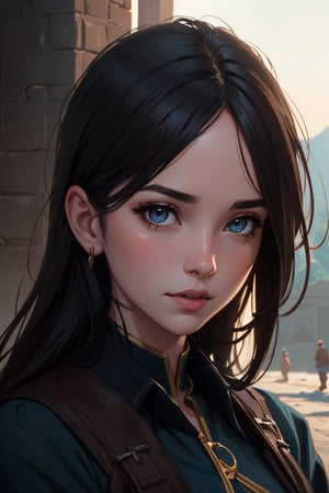 medieval girl, joyful, hope, close-up portrait, intricate, elegant, volumetric lighting, scenery, digital painting, highly detailed, artstation, sharp focus, illustration, concept art, ruan jia, steve mccurry