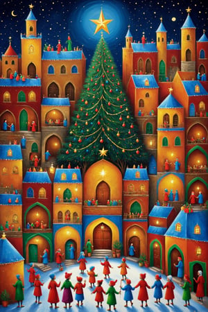 Christmas images by Moroccan naive art