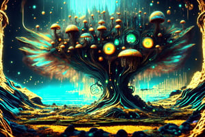 make Zoom-in
8k, PsYKoPaaSkE, Psycodeliceart, mushrooms, LSD blotter, music, glass clouds, psycodelice world, psycodelice color's, 
imaginative, fantasy landscape,  realistic and natural,  cosmic sky,  detailed full-color,  nature,  fantasy, surrealism, magical,  detailed,  gloss,  hyperrealism, surreal building in a landscape,  cosmic sky,  natural light,  full-color,  dreamscape aesthetic,  surreal fantasy building,  hd photography, beautiful,  colorful,  cosmic,  futuristic,  detailed,  iridescent,  vibrant,  digital painting,  hyperrealism, watercolor, psychedelic, sunshine rays, man dancing around on mushroom