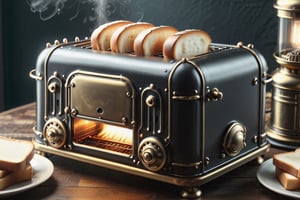 toaster detailed, toaster in English teahouse table victorian, steampunk, complex_background, dramatic award winning, cinematic lighting, volumetrics dtx, (film grain, bokeh, depth of field, interaction), (masterpiece), (extremely intricate:1.3), (realistic)