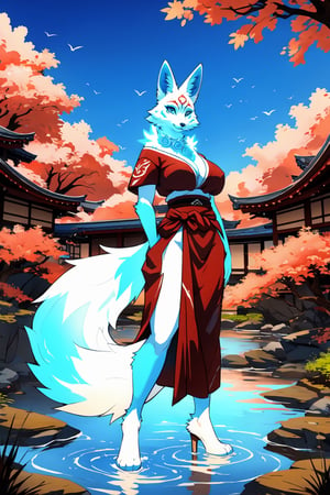 masterpiece,illustration,furry, standing, milf,furry anthro, matrue furry female, regular breasts,furry Female fox,fox ears, fox tail ,blue body, (blue fur), blue eyes, wearing outfit, open fly, outdoors, beautiful japanese background,karyl,Marlok artstyle, beautiful girl, beautiful girl ,perfecteyes, standing, posing, upper body potrait,amaterasu, perfect,KitsuneOW