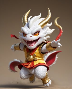 
Laugh, be happy, smile showing teeth
((cute eyes)) ((round eyes)) (((chubby dragon)))
Chibi white Chinese dragon with golden horns, Chinese dragon head, 
Red and gold cheongsam vest, yellow eyes  
minimalist design, BIG EYES,BIG Anime EYES,CHIBI, Q version