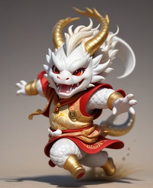 
Laugh, be happy, smile showing teeth
((cute eyes)) ((round eyes)) (((chubby dragon)))
Chibi white Chinese dragon with golden horns, Chinese dragon head, 
Red and gold cheongsam vest, yellow eyes  
minimalist design, BIG EYES,BIG Anime EYES,CHIBI, Q version