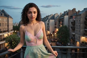 ((wide, establishing shot)),
(full body), (wide shot), (establishing shot).1 girl.
26-year-old woman with curly black hair, standing on a city balcony, cheerful expression, wearing a {red | green | yellow| cyan | fuchsia} sundress, hair in a bun.downblouse. top perspective shot. ((Looking away)),
, thispersondoesnotexist.com, average appearance girl, posted on reddit, amateur, real life person, basic person with realistic features  

Low camera shot. (Low perspective shot). film grain. grainy. Sony A7III. photo r3al, 
, PORTRAIT PHOTO, 

(skin blemishes), 8k uhd, dslr, soft lighting, high quality, film grain, Fujifilm XT3, high quality photography, 3 point lighting, flash with softbox, 4k, Canon EOS R3, hdr, smooth, sharp focus, high resolution, award winning photo, 80mm, f2.8, bokeh, (Highest Quality, 4k, masterpiece, Amazing Details:1.1), film grain, Fujifilm XT3, photography,
(imperfect skin), detailed eyes, epic, dramatic, fantastical, full body, intricate design and details, dramatic lighting, hyperrealism, photorealistic, cinematic, 8k, detailed face. Extremely Realistic, art by sargent, PORTRAIT PHOTO, Aligned eyes, Iridescent Eyes, (blush, eye_wrinkles:0.6), (goosebumps:0.5), subsurface scattering, ((skin pores)), (detailed skin texture), (( textured skin)), realistic dull (skin noise), visible skin detail, skin fuzz, dry skin, hyperdetailed face, sharp picture, sharp detailed, (((analog grainy photo vintage))), Rembrandt lighting, ultra focus, illuminated face, detailed face, 8k resolution
,photo r3al,Extremely Realistic,aw0k euphoric style,PORTRAIT PHOTO,Enhanced Reality,analog,1girl,more detail XL