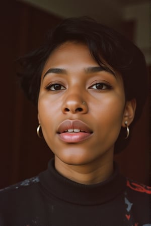 instagram photo, 1girl, black woman, perfect detailed eyes, natural skin \[\[(face asymmetry, eyes asymmetry, deformed eyes, open mouth)\]\]

(((dry skin, skin pores))), ((looking away)), detailed, run, ((((analog)))), model, vogue, RAW, contrast, 8k, (natural skin texture, hyperrealism, soft light, sharp), (freckles:0.3), (acne:0.3), Cannon EOS 5D Mark III, 85mm,

Image noise, high contrast, washed out colors, slight motion blur, jpeg artifacts, on flickr in 2007, 2005 blog, 2007 blog, flfmt,n1ppl3,nud3,br34st