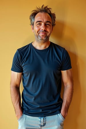 Photo of tmhrmns,a candid upper body photograph, simple backgrounds  , wearing a t-shirt and light jeans, casual .
A highly detailed upper body portrait. warm natural lighting, soft shadows, cinematic, hd quality, natural look,
 professional stock photo, high quality, ultra detail, high resolution photo taken with zeiss batis 18 mm f/2.8, uhd 8k