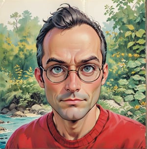 typical 1950s-1960s American comic art style portrait. ((pensive)) but slightly smirking male character, around 38yo, receding grey hair on the sides,, with round glasses, The style maintains clean, bold lines with minimal shading, typical of mid-20th-century comics. The use of bright, contrasting colors highlights the nerdy character, while his facial expression communicates happiness and excitement. Artistic References: The art style is reminiscent of adventure comic artists like John Romita Sr. and Gene Colan, who were adept at depicting vivid, action-oriented scenes with clear and impactful visuals. This cover effectively uses classic comic design principles to showcase a inventive male inventor character,vintagepaper,Comic Book-Style 2d,painting,Flat vector art,Vector illustration,Illustration,p3ntc0m1c,chinese ink drawing,rubber_hose_character