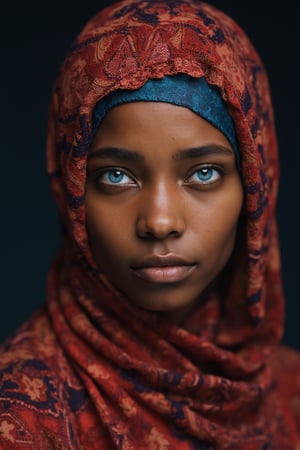 Photography in (steve mccurry style), a young Somali woman with striking blue eyes, cultural portrait, emotive humane photography, rich colors, analog film, film grain, kodachrome, intricate details, insanely detailed, natural lighting, 8k, hdr, masterpiece, award winning photography, Fine art photography style, film photography style.
The overall composition has a cinematic, feel, blending the nostalgia of classic paintings with every day life. flfmt
