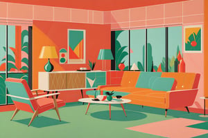 illustration inspired by Richard McGuire design and Wes Anderson colors, mid century modern wall paper, high definition, high resolution, ultra sharp lines, no fuzzy areas, linquivera, liiv1,  exquisite detail,  30-megapixel, 4k, Flat vector art, Vector illustration, Illustration, <lora:659095807385103906:1.0>,