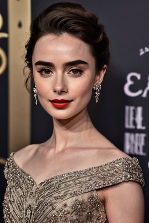 breathtaking  Portrait+ RAW photo of female dancer,  lily Collins mixed with Audrey Hepburn mixed with Emilia clarke,. cinematic lighting, dark and moody style, award-winning, professional, hires 64k, intricate details, highly detailed, UHD