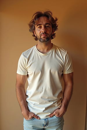 Photo of tmhrmns,a candid upper body photograph, simple backgrounds  , wearing a t-shirt and light jeans, casual .
A highly detailed upper body portrait. warm natural lighting, soft shadows, cinematic, hd quality, natural look,
 professional stock photo, high quality, ultra detail, high resolution photo taken with zeiss batis 18 mm f/2.8, uhd 8k