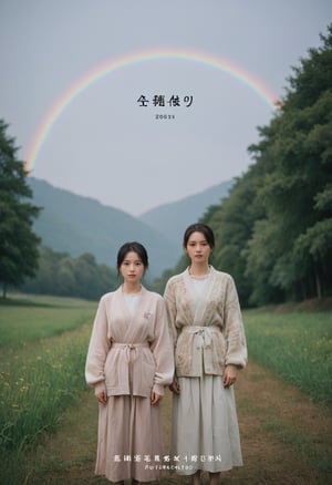 The image presents a compelling visual narrative, with two individuals at its center, their faces pixelated to maintain privacy. They stand against a backdrop of lush greenery, suggesting a serene, natural setting. The individuals are dressed in cozy sweaters, indicating a cooler climate or perhaps a casual, intimate gathering.

A rainbow light effect overlays the scene, adding a touch of whimsy and artistic flair. This could symbolize a celebration of diversity or simply be an aesthetic choice for the image.

Overlaying text features Japanese characters and the date “2024.5.17,” hinting that this image may be related to an event or a release scheduled for that day. The text, combined with the image’s composition, suggests a promotional piece, possibly for a movie, music album, or cultural event, designed to evoke curiosity and anticipation.

The phrase “世界で一番輝いていた” translates to “The one who was shining the most in the world,” and “消えてしまうキミは、7日後に” means “You, who will disappear, in 7 days,” which adds a layer of mystery and narrative to the image. The words “ハピネス” (Happiness) and the names listed below likely refer to the title and the cast or contributors involved in the project.

Overall, the image is a tapestry of color, emotion, and storytelling, inviting viewers to explore the story behind the pixelated faces and the date marked with anticipation. It’s a snapshot that captures the essence of a moment, frozen in time yet full of potential stories waiting to be told.