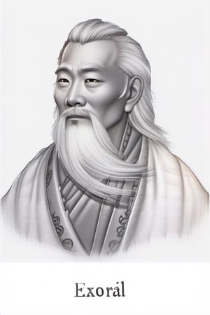 Craft an image of a wise and contemplative individual.
Generate an image of a male character in traditional Chinese attire, exuding an ancient charm with distinguished facial hair.
"Create a portrait with a solid background, featuring well-aligned facial features."
"Generate an image with salt-and-pepper hair and a slightly larger face, exuding wisdom and experience."