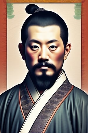 Craft an image of a wise and contemplative individual.
Generate an image of a male character in traditional Chinese attire, exuding an ancient charm with distinguished facial hair.
"Create a portrait with a solid background, featuring well-aligned facial features."
"Generate an image with salt-and-pepper hair and a slightly larger face, exuding wisdom and experience."