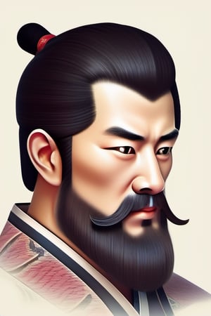 Craft an image of a wise and contemplative individual.
Generate an image of a male character in traditional Chinese attire, exuding an ancient charm with distinguished facial hair.
"Create a portrait with a solid background, featuring well-aligned facial features."
"Generate an image with salt-and-pepper hair and a slightly larger face, exuding wisdom and experience."