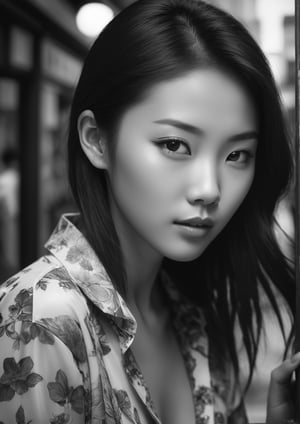Beautiful young Chinese urban girl, (epic composition of surreal scenes of women's daily life) Camera: Hasselblad 500CM medium format camera. Technology: Gelatin silver printing technology. Subject: Surrealism, highly detailed painterly photorealism in the style of Hironymus Bosh, Max Erns and Andre Blerton. Genre: Surreal photography captures the essence of vivid, soulful creation. Mood: This photo exudes energy, improvisation and expressive surrealism. Composition: Epic composition, taken from surreal and crazy scenes of women’s daily lives. Technology: (Gelatin Silver printing process enhances tonal range and contrast, giving photos a classic and timeless beauty). Location: The portraits were taken in dimly lit locations, creating an intimate and atmospheric atmosphere. Details: This image shows a woman's passion for everyday life. The Hasselblad 500CM medium format camera delivers exceptional detail and image quality, capturing the complex textures of clothing and women's facial expressions. The gelatin silver printing technique adds depth and richness to the black and white tones, adding visual impact while retaining the traditional aesthetics of the time. This portrait pays homage to the Surrealist artists of the time. ,realism,m4d4m,girl