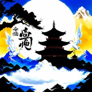 "Craft cloud that looks like  heavenly text in Golden english font, text with meticulous detail. Write ''

Enlightened, all life must walk forever forward and solve the modern age. Escape the will of heaven and obtain the path to life. Await the path of cultivation…" 
  in an taoist stylel, high-detailed English font that exudes ancient daoist vibe. Surround the text with some flying white crane, creating a breathtaking scene that captures an Immortal taoist  meditating with mountains background. fog, clouds, with a big tree, with a temple, with a big tree, hyper-realistic, hyper-realistic, photorealistic, cinematic, high resolution, film light, dynamic lighting, masterpiece, movie style, RAW photo, v0ng44g,sk3tch 