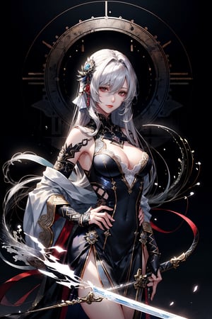 8k, (absurdres, highres, ultra detailed), (1lady), the personification of many swords,