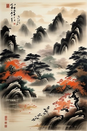 Design a Chinese ink painting with stark contrasts of light and shadow, revealing the simple beauty of wild flowers, and the couple's journey embodying the tranquility and nobility of the natural world. The couple's form depicts precise, nuanced representation, and their journey evokes humility and reverence for the realist tradition.