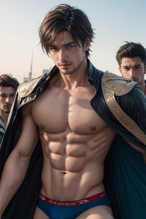 2boys, blush, male_focus, multiple_boys, nipples, pectorals, solo, topless_male, underwear, yaoi, heroes, final fantasy, warrior, mage, power, provocation, king, brothers, incest, group incest, expressions, expressive hair, expressive clothes, expressive_hands, perfect, heroe, bisexual male, hetero, embarrasses, eyes_details,