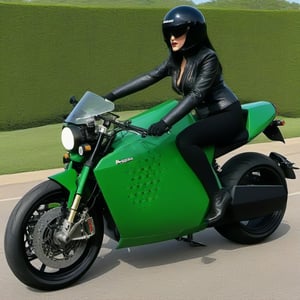 (+18) , nsfw, 
A sexy Gothic woman trying to ride a motorcycle:
1986 Kawasaki Ninja 1000R ,dc100,c_car