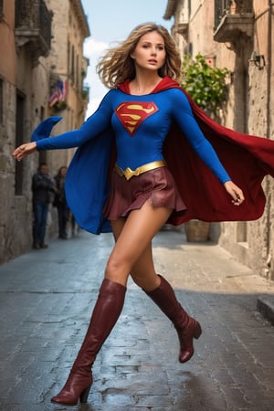 (+18) ,
A beautiful sexy supergirl in a hooded cape walking in an Italian town ,
Enchanting Disney-Pixar hybrid in high-quality 3D soft-focus rendering.,itacstl,action shot