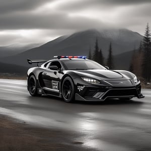 Black and white Police car ,
Near by Dragon, 

,c_car,APEX SUPER CARS XL ,echmrdrgn,action shot