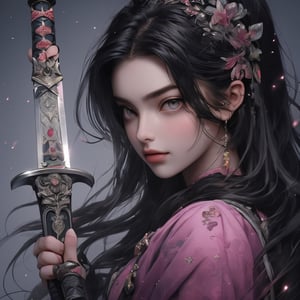 swordsman,1 girl，beautiful