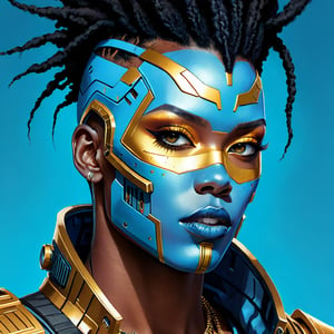 MJ, Gabriel Del Otto, Digital illustration, close-up, concept art, Cyberpunk futurism with African influence, Etam Cru style, light blue and gold palette by Michael Creese, steelpunk elements, Michael Hussar inspiration, creative background, editorial quality photo, absurd resolution, intricate masterpiece, film grain texture.
Stunning full color RTX, 4k, Andre Cohn, AI Midjourney, bright rich colors, watercolor, oil paints, HDR, 500px, 4k,Extremely Realistic
