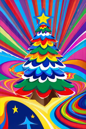 wild nature, stanleylau style, wild nature,avi love, little caprice,
(Christmas tree:1.2), Hanukkah, party,
colorful explosion psychedelic paint colors,
masterpiece, professional illustration, 