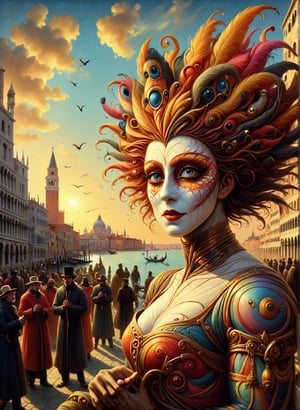 (Wide viewing angle:1.7), Wide field of view, Carnival in Venice, (masterpiece), (detailed illustration), (best quality:1.2), High quality texture, intricate details, detailed texture, High quality shadow, light source contrast, perspective,,cinematic_warm_color,