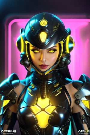 a 1woman dressed is a yellow Transparent Glow and black dress, with a sci-fi onen light helmet, in the style of cyberpunk realism, zbrush, argus c3, made of insects, industrial machinery aesthetics, Glow eyes, high definition,more detail XL